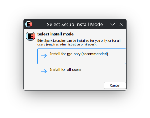 EdenSpark installer "Select Install Mode" dialog