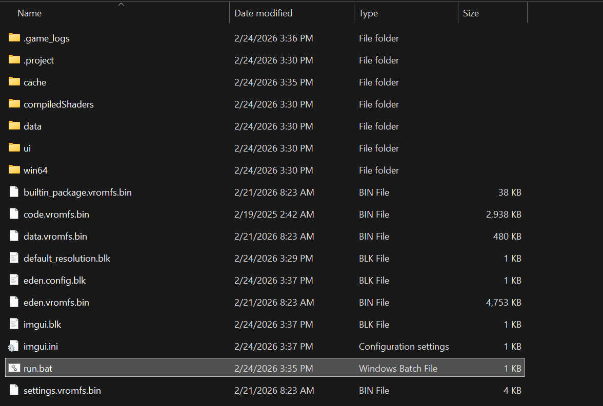 Exported standalone build in the game directory