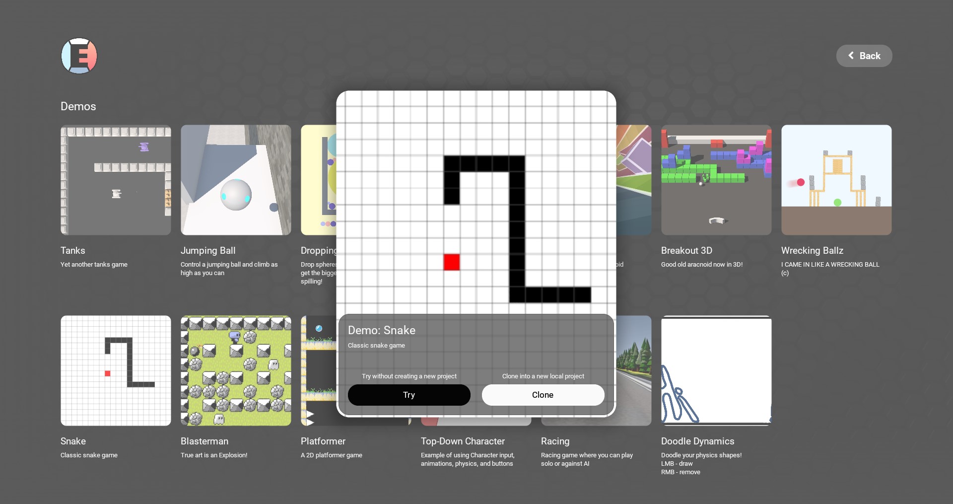 Sample actions pop-up